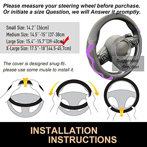 PINCTROT Large Size Comfy Grip Steering Wheel Cover, Anti-Slip Design, 15.5-15.75 Inch(Silicone Purple) - color: 6.Purple, size: Large Size[15 1/2''-15 3/4'']