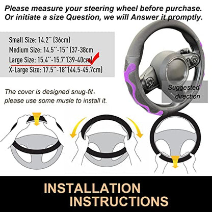 PINCTROT Large Size Comfy Grip Steering Wheel Cover, Anti-Slip Design, 15.5-15.75 Inch(Silicone Purple) - color: 6.Purple, size: Large Size[15 1/2''-15 3/4'']