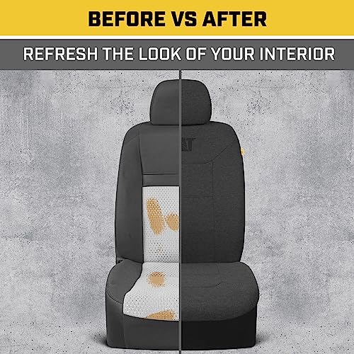 Cat CozyBlend Car Seat Covers, Charcoal Heather - Premium Jersey Fabric Seat Covers for Cars Trucks SUV, Breathable Cotton Car Seat Covers Front Seats Only, Universal Fit Automotive Interior Covers - color: Charcoal Gray