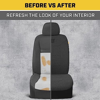 Cat CozyBlend Car Seat Covers, Charcoal Heather - Premium Jersey Fabric Seat Covers for Cars Trucks SUV, Breathable Cotton Car Seat Covers Front Seats Only, Universal Fit Automotive Interior Covers - color: Charcoal Gray