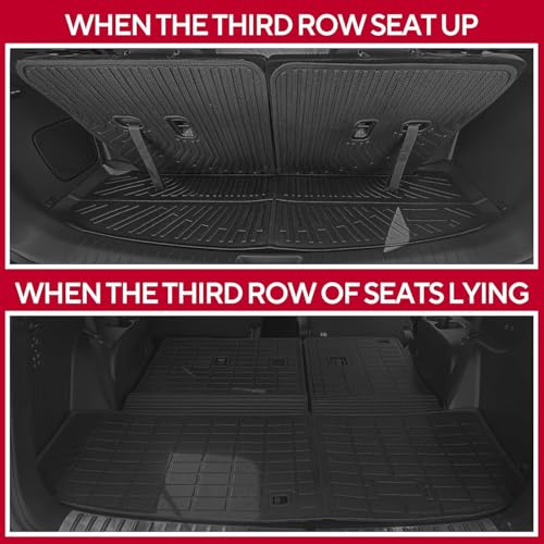 Naibeve Floor Mats for 2017-2023 GMC Acadia 7 Seats Bench Seats - All Weather for GMC Acadia Floor Mats Cargo Mat 2nd & 3rd Row Backrest Mats - size: 18)Acadia 7 Seats|2017-2023