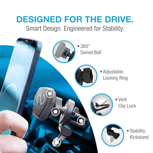 Naztech Magnetic Car Phone Holder Vent - MagBuddy Elite Air Vent Magnetic Phone Mount for Car Magnet Clip Mobile Holder Mount Clip Holders Navigation Bracket Universal Cellphone Automobile Accessories