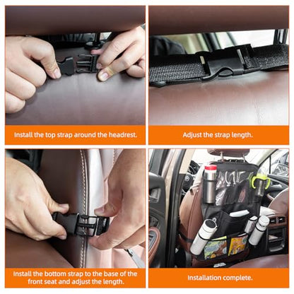 2 Pack Car Organizer Backseat, Car Back Seat Organizer Protector with 12 Storage Pockets, Waterproof Back of Seat Car Storage Organizer Kick Mats for Kids Baby