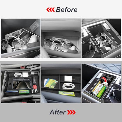 Center Console Organizer Compatible with 2024 2025 2026 VW Volkswagen Atlas Center Console Storage Box Interior Accessories(3PCS Center Console Tray)
