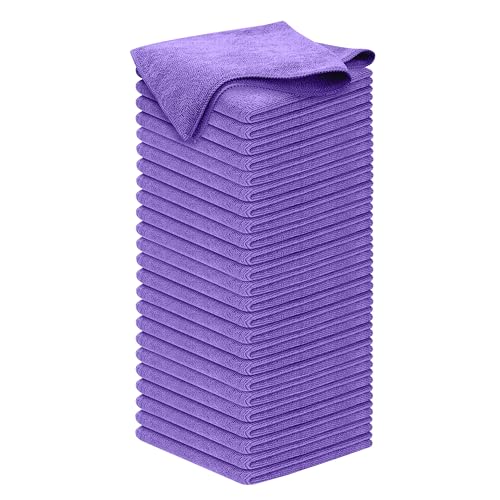 USANOOKS Premium 300GSM Microfiber Cleaning Cloth - 12.5"x12.5" High Performance - 1200 Washes, Ultra Absorbent Microfiber Towels for Cars Undercarriage, Rims & Engine Bay Cleaning - Microfiber Cloth - color: Purple, size: 50 pack