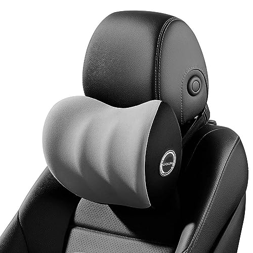 LIQUN Memory Foam Car Neck Pillow, Neck Support Pillow, Neck Support Pad Pain Relief, Adjustable Belt and Breathable Detachable, Suitable for Most Car Pillows Grey - color: Grey