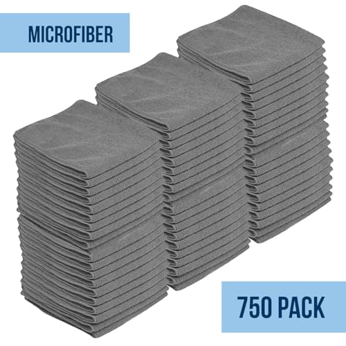 GREEN LIFESTYLE Chamois Cloth, Microfiber Cleaning Cloth 750 Pack, Borderless Towels Cleaning, Car Microfiber Towel, Drying Car Wash Towels (11.5" x 11.5", Grey) - color: Grey, size: Pack of 750