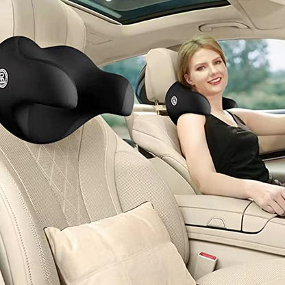SPRFUFLY U-Shaped Car Headrest Pillow for Sleeping, 100% Memory Foam Car Pillow with Breathable Removable Cover, Ergonomic Design - Ideal Car Companion for Naps & Neck Pain Relief (Black, 1PC) - color: Pack of 1/Black/U-shaped