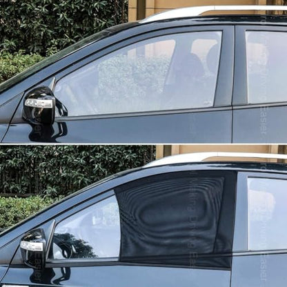 Car Front Window Sun Shade - 2 Pack Breathable Mesh Side Window Shade Sunshade UV Protection for Driver Family Pet on Front seat, Curtain with Two Holes to See Rearview Mirror, Size M - size: Medium-front Window