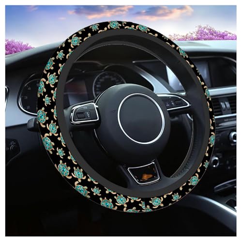 Swono Turtle with Stones Blue Car Neoprene Steering Wheel Cover Jewelry in The Form of A Turtle with Blue 15 Inch Anti-Slip Wheel Wrap Case Protector for SUV Sedan Vans Trucks - color: multi-051