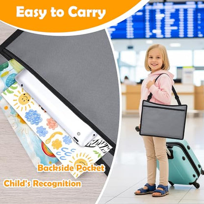Kids Travel Tray for Toddler Carseat, Road Trip Activities Essentials for Toddler, Kids Lap Desk Tray with Tablet Holder Stand ＆ Dry Erase Board (Grey) - color: Grey