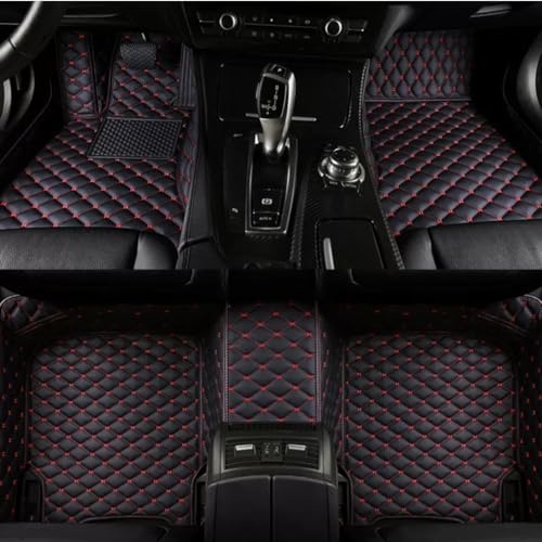 Custom Personalized Floor Mats for Cars，Luxury Full Coverage All Weather Car Floor Mats，Anti-Slip Leather Car Mat Set ，Custom Floor Mats for 99% of Cars, Trucks & SUVs (Black 8 Red) - color: Black 8 Red