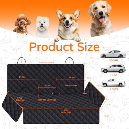Dog Car Seat Cover, Back Seat Protector for Dogs, Waterproof Truck Bench Cover with Non-Slip Design for Most Cars, Trucks, and SUVs (Black) - color: Black