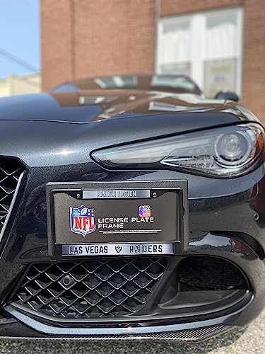 NFL Las Vegas Raiders Raider Nation Black Chrome License Plate Frame - 2-Screw Mount - color: Raiders