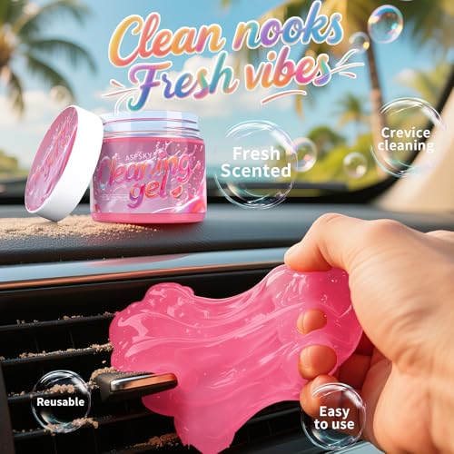 ASFSKY Car Cleaning Gel (Red,watermelon) Cleaning Putty Universal Dust Cleaning Car Interior Cleaner Keyboard Dust Remover Car Slime Gifts for Men Women girl（1 pack） - color: red