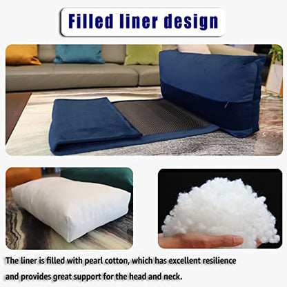 Adjustable Headrest Pillow for Recliners and Armchairs - Non-Slip Velvet Cushion for Neck Support and Pain Relief (Navy) - color: Navy