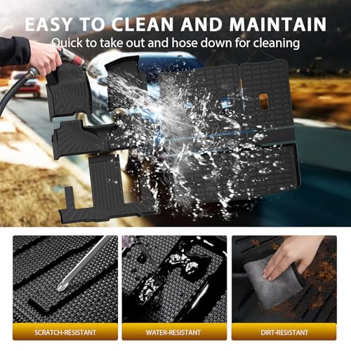 Powerty Floor Mats for 2021-2025 2026 Chevrolet Chevy Tahoe/GMC Yukon 7 Passenger Car Mats, All Weather TPE Custom Cargo Liner Seat Back Covers Protectors Full Set Car Accessories (Not for Yukon XL) - size: 2)Chevy Tahoe/GMC Yukon 7Seater｜21-26｜Full Set