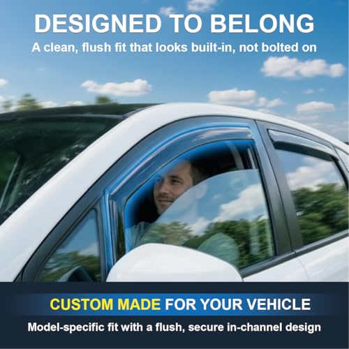 in-Channel Car Window Rain Guard Compatible with Honda FIT (2015-2020) 4pcs, Taiwan Made Precise & Transparent Car Wind Deflectors No Water Leakage Visors - size: FIT (2015-2020) 4pcs