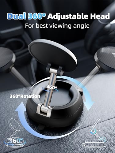 2026 Upgraded Vacuum Magnetic Phone Holder, [108+ LBS] Heavy Duty Suction Cup Car Phone Mount for Dashboard, Gym & Desk, MagSafe Car Mount for iPhone 17 16 15 Pro Max