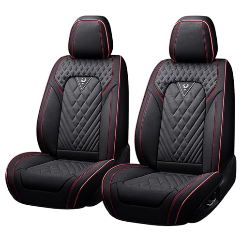 Front Seat Covers for Chrysler Voyager 2000-2025, Premium Car Seat Cushion,Waterproof Seat Protectors, Luxury Automotive Interior Accessories (2-Seat Set, Black&Red Line) - color: Black&Red Line, size: 2-Seats Set