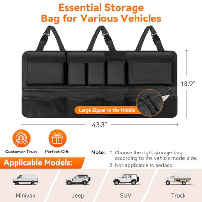 Trunk Organizer for SUV, 43" x 19" Large Capacity Car Organizers and Storage, Backseat Hanging Storage Bag with 10 Pockets, Adjustable & Waterproof Car Interior Accessories for SUV Truck MPV - style: XL
