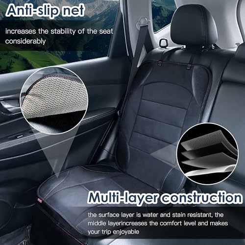 Sinvitron Car Seat Protector for Child Car Seat - Waterproof Non-Slip Leather Mat with 2 Mesh Pockets, Universal Seat Cover for Baby, Pets & Vehicles(2-Pack,Black) - color: 2 Pack Black