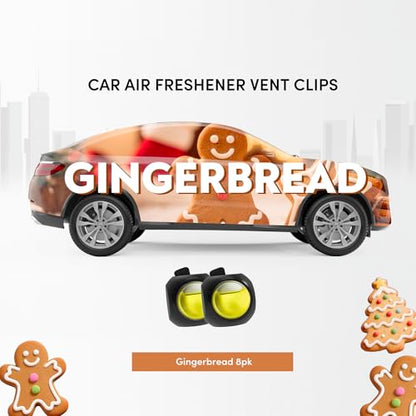 Car Air Freshener Vent Clips, 8 Pack, Provides Long-Lasting Scent, Up to 240 Days, Odor Eliminator (Gingerbread) - color: Gingerbread