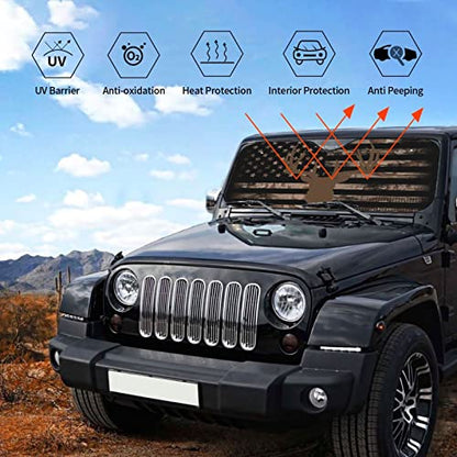 American Flag Camouflage Car Windshield Sunshade Front Window Sun Visor Protector Foldable Shield Cover for Truck SUV - color: White9