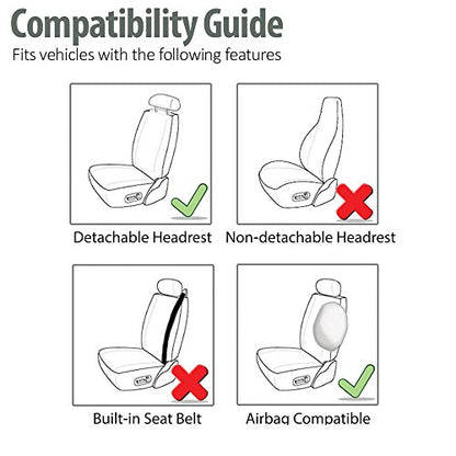 FH Group Car Seat Cover Cushion - 2 Pack Seat Covers for Cars Trucks SUV, Faux Leather Car Seat Cushions, Waterproof Car Seat Cover Cushion, Universal Fit Car Seat protector Front Set White - color: White, style: Front Set