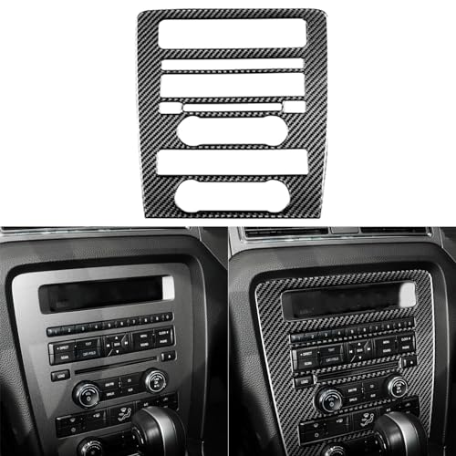 1pc Real Soft Carbon Fiber Car Dashboard Central CD Player Multimedia Control Panel Trim Sticker Compatible with Ford Mustang 2010-2012/Shelby 2009-2014 Auto Interior Accessories Black-Type B - color: Gps Screen Panel-b