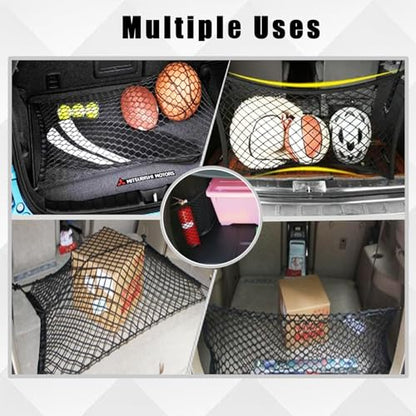 UlifebetterTruck Bed Cargo Net, Cargo Storage Elastic Mesh Net Organizer Net Bag Automotive Cargo Nets with 4 Buckles Screws Hooks Clips Trunk Storage Net for Pickup Truck Bed（51 * 18In） - size: 51 X 18 Inches
