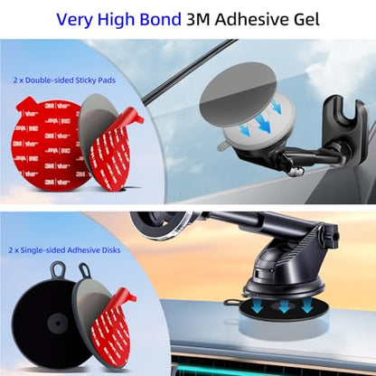 Adhesive Sticky Pad Mounting Disk: 2Pcs 75mm Dashboard Disc & 2Pcs 70mm Double Sided Replacement Tape for Phone Mount Windshield Window - High Bond Dash Plate for Vacuum Car Holder Suction GPS Camera