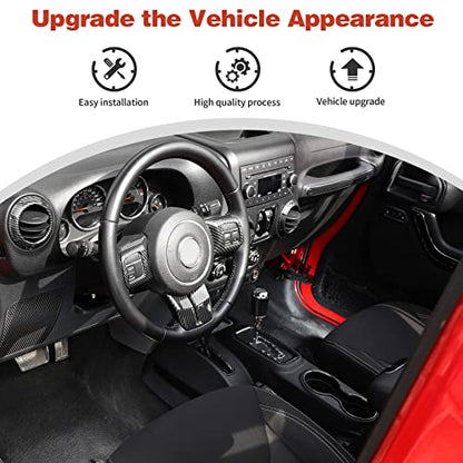 CheroCar 18PCS Interior Trim Kit for Jeep Wrangler JK JKU 2011-2018 4 Door,Steering Button Frame, Air Conditioning Vent Trim Cup Holder Cover,Gear Shift Knobs Frame,Carbon Fiber… - color: Carbon Fiber