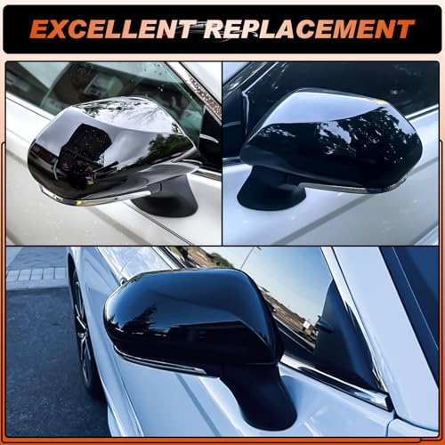 ACLONG Glossy Black Mirror Covers Fit for Toyota Camry 2018-2025 – Driver & Passenger Side Rearview Cap Replacement (1 Pair) - size: Fit for Toyota Camry 2018-2025-Glossy Black