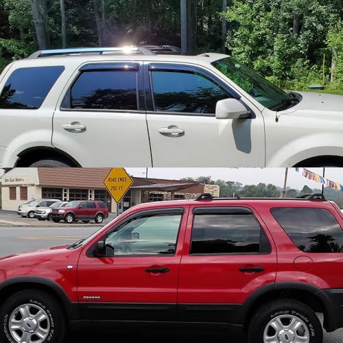 94059 Side Window Deflector Visor Rain Guard,Tape-on Shatterproof Dark Smoke,4pc window Shades fit for 2001-2012 Ford Escape, 2008-2011 Mazda Tribute, 2005-2011 Mercury Mariner - size: 4pcs 2001-2012 Escape (Outside Mount)