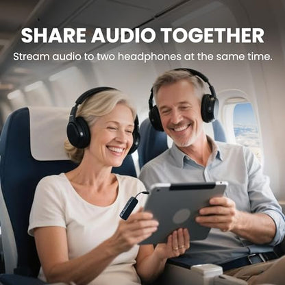 Avantree Relay - Premium Airplane Bluetooth Adapter with Advanced Qualcomm Chipset, 2 Headphones Support, 25hrs Play Time, aptX Adaptive & HD Audio Transmitter for Airpods, Bose & Travel Flight - color: 1-Black