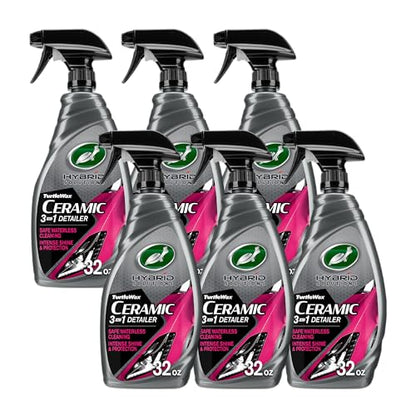 Turtle Wax Hybrid Solutions Ceramic 3-in-1 Car Detailer, Waterless Car Wash, Long-lasting HydrophobicWax Protection and High Gloss Shine, Safe For All Exterior Surfaces, 32 oz (Pack of 6) - size: 32 Fl Oz (Pack of 6)