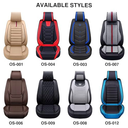 OASIS AUTO Car Seat Covers Full Set Premium Waterproof Full Coverage Faux Leather Luxury Universal Fit for SUV, Sedan, Pick-up Truck, Premium Interior Protectors (OD-008 Gray) - color: Gray