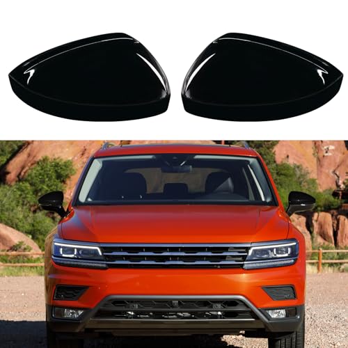 Compatible with Volkswagen Tiguan Mirror Cover Replacement 2018-2020,VW Allspace L MK2 Mirror Caps Driver & Passenger Side,Left & Right Side Door Rearview Cover,Clip-on(1 Pair),Glossy Black