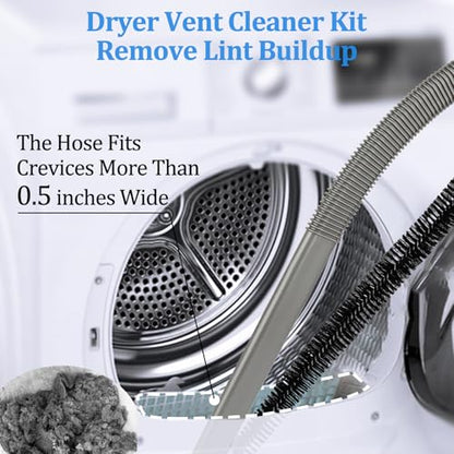 Dryer Vent Lint Vacuum Atttachments Kit and Crevice Tool for Dyson Gen 5 V15 V12 V11 V10 V8 V7 Detect Outsize Slim Absolute Cyclone Vacuum Cleaner Nozzle Flexible Dryer Lint Remove Hose Cleaner Kit - style: Dryer Hose Kit Gray