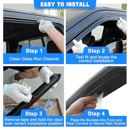 in-Channel Rain Guards for 2019-2026 Ram 1500 New Body Crew Cab（Excludes Classic Models）, Window Deflectors Window Visors for 2025 Ram 1500 Accessories, 4 Full-Size Doors - size: 2019-2026 Ram 1500 New Body Crew Cab (Non-Classic)