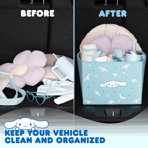 Sanrio Cinnamoroll Car Trunk Organizer and Storage Bin - Collapsible Simple Compartment Convenient Heavy Duty, Fold Up for Easy Storage Box, Automotive Seat Cargo Groceries Tools - 12.5L x 12.5W x 9H - style: Organizer Cinnamoroll