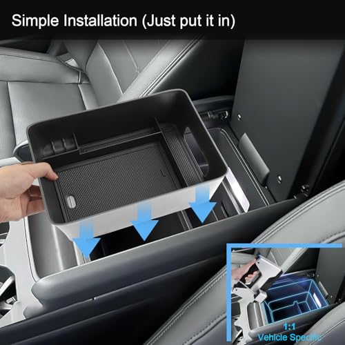 (2Pack) Coleya 2024 2025 2026 Santa Fe Center Console Organizer (Lower&Armrest)(SE/SEL/XRT/Limited/Calligraphy), Durable ABS Plastic&Anti-Slip Rubber Console Tray 2026 2025 Santa Fe Hybrid Accessories - color: Lower+Armrest (2-pack Console Organizer)
