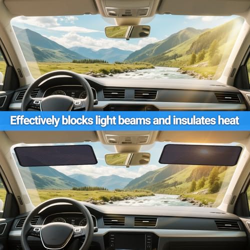 ZATOOTO Static Cling Car Sun Shade for Side Window & Windshield, 4 Pack Expandable Window Shade Sun Blocker Car Windshield Sunshade｜Reinforced Frame｜Anti-Glare｜(2 Pack, 9.84*7 in & 2 Pack, 15.7*7 in) - size: 4 Pack (2 x 9.84 x 7 in, 2 x 15.7 x 7 in)