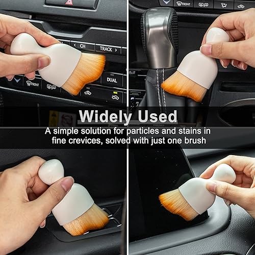 GaRhomxy Car Detailing Brushes, Car Interior Dust Sweeping Soft Brush, Soft Bristles Brush Cleaning Tool for Automotive Dashboard, Air Conditioner Vents, Computer, Scratch Free(White) - color: White