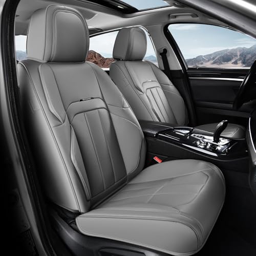 Coverado Car Seat Cover, Cover for Cars Front Seat, Premium Leather, Universal Fit Waterproof Seat Protectors, Car Seat Cushion Non-Slip for Most Cars-Gray - color: Gray, size: Front Pair