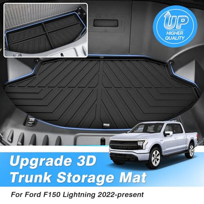 Powerty Front Trunk Mat for Ford F150 Lightning 2022-2025 Accessories Front Trunk Liner All Weather Mats Upper and Lower Trunk Storage Liner Cargo Mat 2 PCS - size: Front Cargo Mat｜For｜22-25｜Ford F150 Lightning