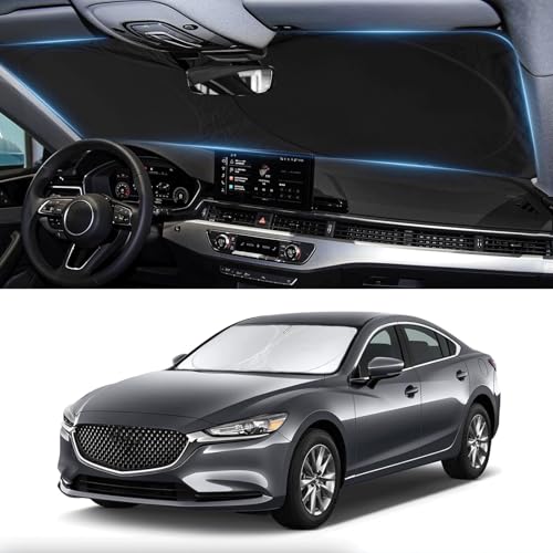 Custom Fit Mazda 6 Windshield Sunshade for Mazda 6 2014-2021 Mazda6 Accessories Front Window Shades Cover for Windshield Sun Visor Protector 210T Reflector Block Heat Protector Blocks UV Rays - size: Fit Mazda 6 2014-2021