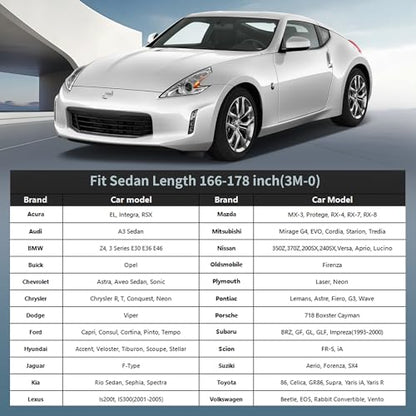 Car Cover Waterproof All-Weather,Heavy-Duty Outdoor Full Exterior Automobiles Sedan/Coupe (Length 166-178 inch) with Windshield Sun Shade Universal Fit Porsche 718, Versa, BRZ, Supra etc - size: Fit Coupe Length 166-178 Inch(3m-0)