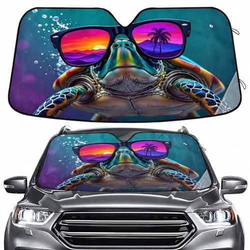 Windshield Sun Shade Sea Turtle Summer Front Window Block UV Shades Visor Reflective Retractable for Car SUV Trucks - color: B005